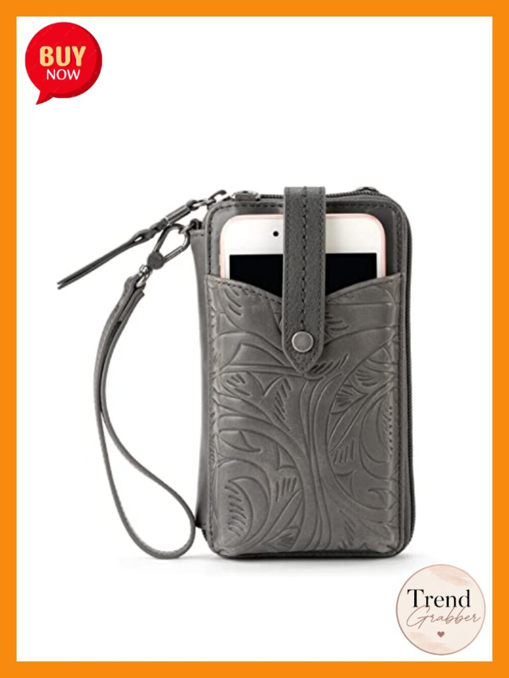Wristlet Crossbody Phone Bag with Zippered Closure & Slip Pockets